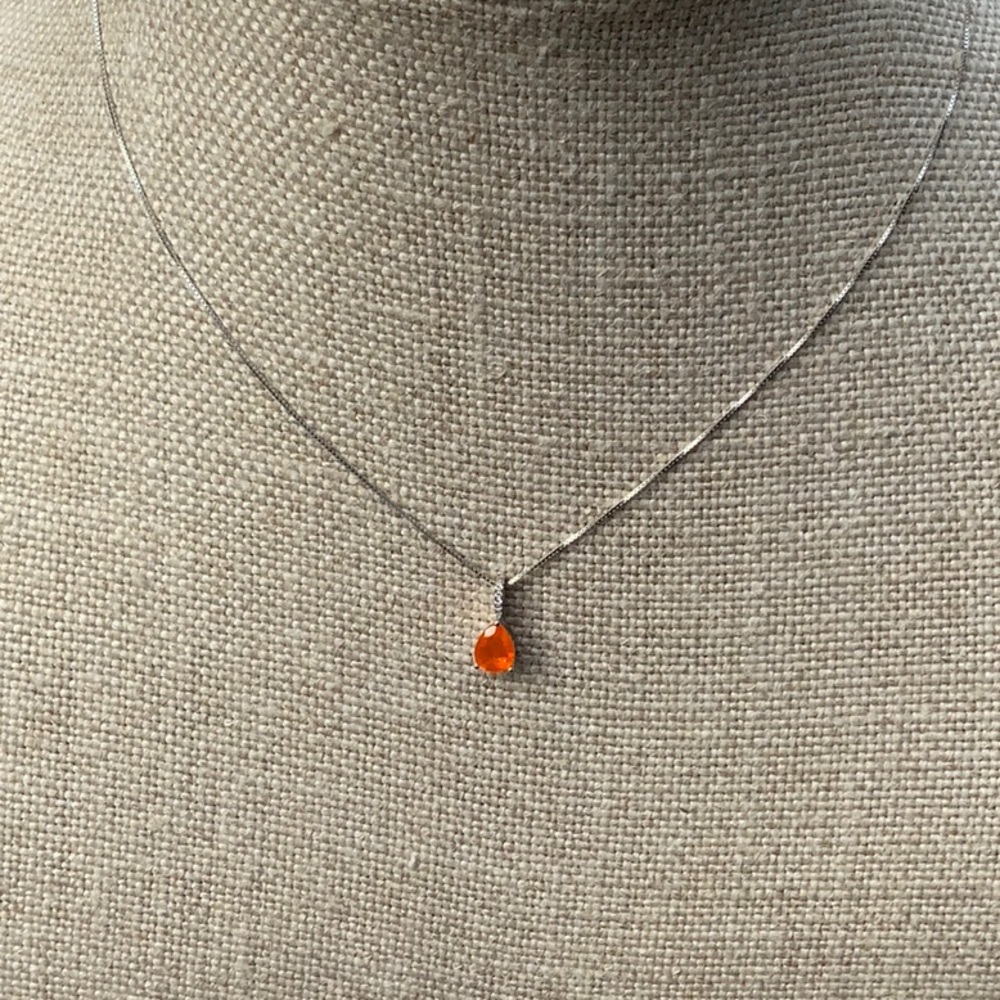 FIRE OPAL 925 STERLING SILVER NECKLACE, 18 INCHES